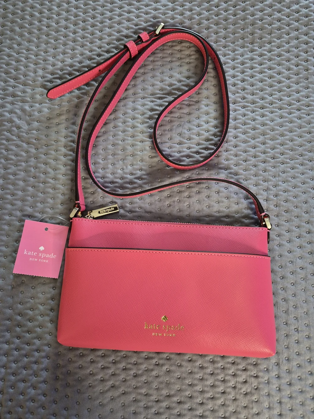 NWT Kate Spade New York Sadie Saffiano Leather Crossbody Top Zip Pink Bag